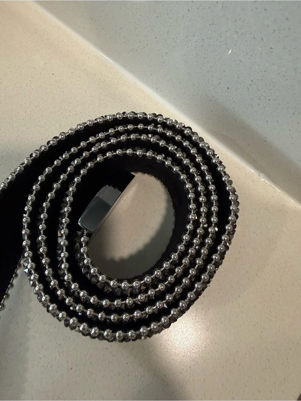 MNML Black Studded Crystal Western Buckle Belt
